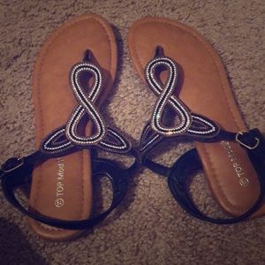 Black and silver sandals size 7 1/2 NEVER WORN